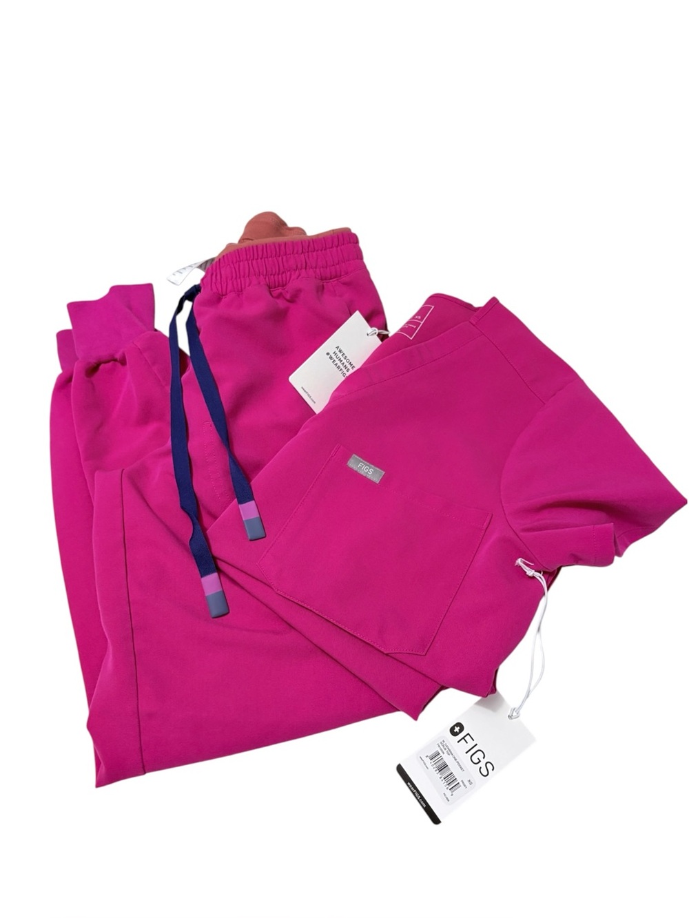 New Figs Scrub Set High Waist Ultra Rose Sz XS Petite